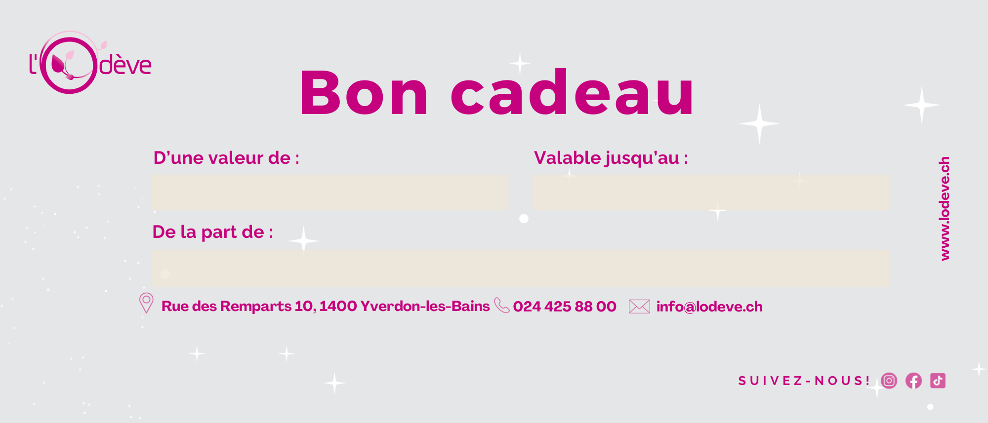 Bon cadeau de l'institut L'Odève.